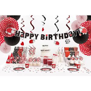 Szívószál papírból, piros, fehér pöttyös 20 cm/10 db