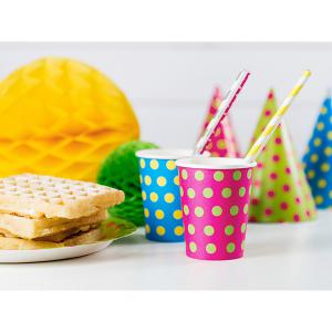 Szívószál papírból, sárga -fehér csíkos