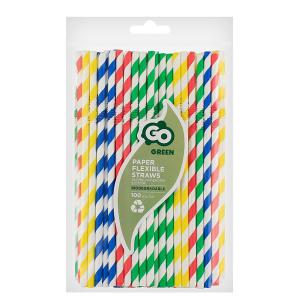 Szívószál papírból, vegyes színekben, 100 darab
