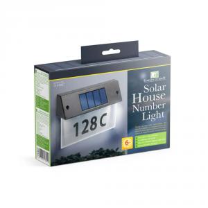 Szolár házszámfény átlátszó plexi - hidegfehér LED - 22 x 16,5 x 5 cm