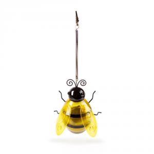 Szolár lámpa - sárga méhecske leszúrható / csipeszes 15 x 7 x 16 cm - 6 LED