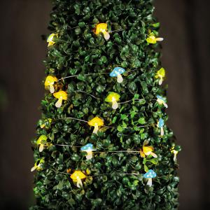 Szolár LED fényfüzér - gomba - 2,4 m - 25 LED - melegfehér