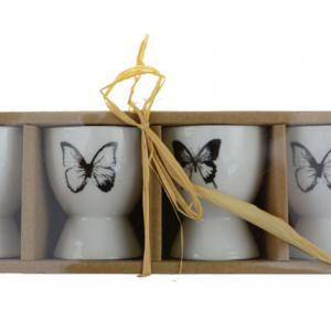 Tojástartó kerámia s/4 lepkés fehér