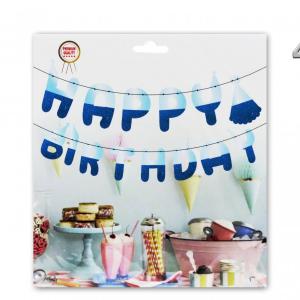 Zászlófüzér Happy birthday fénylő/csillogó 14db 14cm-es zászló választható