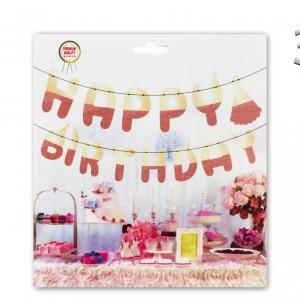 Zászlófüzér Happy birthday fénylő/csillogó 14db 14cm-es zászló választható