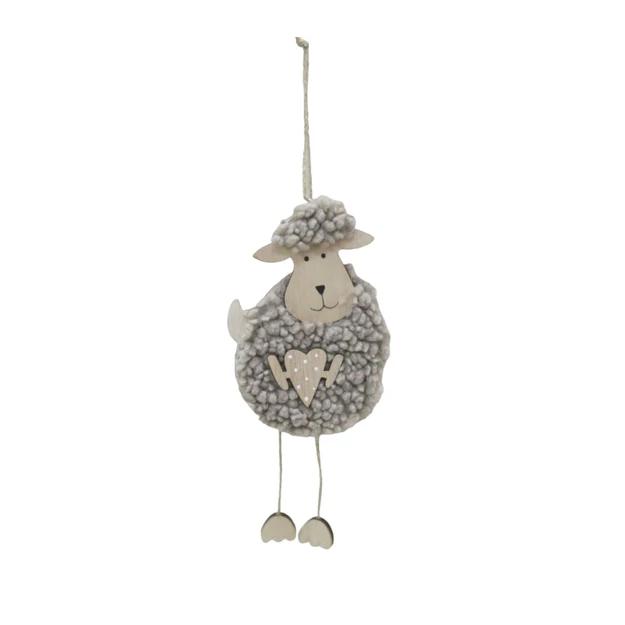 Fa barány szívvel bundás barna 9x21cm