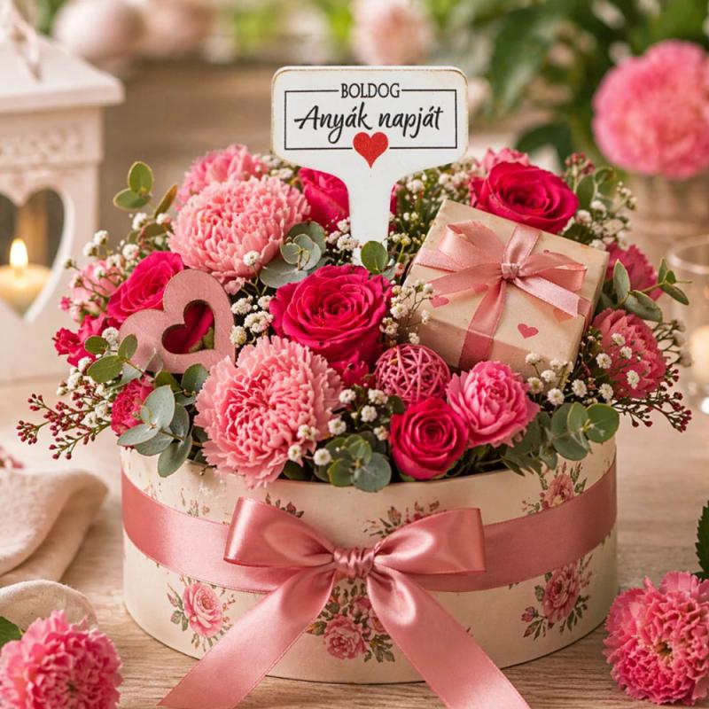 Fa beszúros tábla szögletes - Boldog Anyák napját 3db/csomag