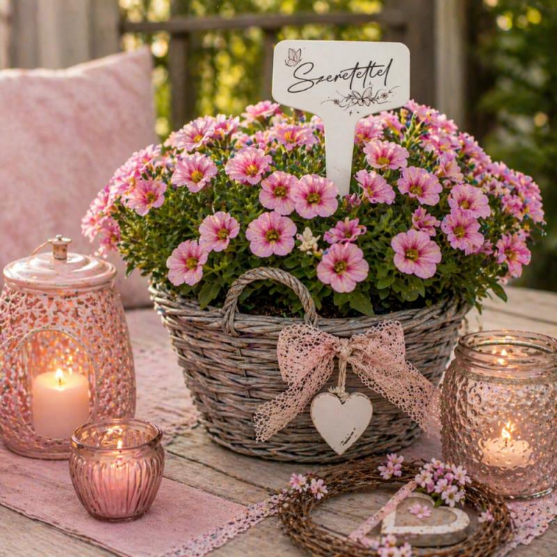 Fa beszúros tábla szögletes - Szeretettel 3db/csomag