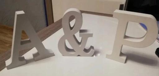 Fa betűk 3D Esküvőre 11 cm fehér