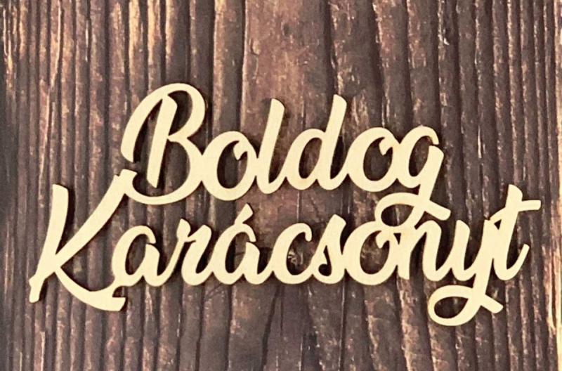 Fa Dísz Feliratok 10 -11cm x 3 cm - Boldog karácsonyt – Karácsonyi naturfa termék