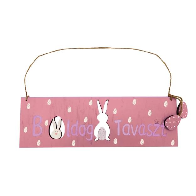 Fa tábla Candy pink Boldog Tavasz 30cm