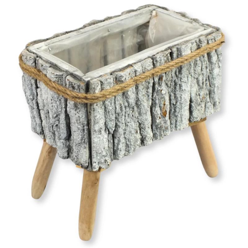 Fakéreg virágláda lábbal szürke 24x25x12cm
