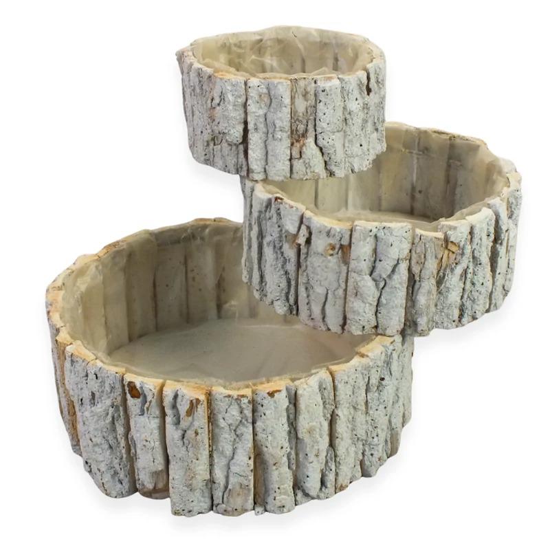 Fakéreg virágláda szett kerek fehér 3db/szett 7-30 cm