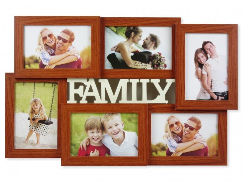 Fali fényképtartó Family 6db 10x15cm-es képhez cseresznye