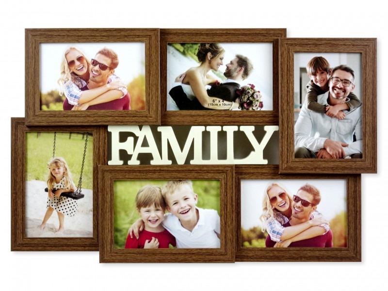 Fali fényképtartó Family 6db 10x15cm-es képhez tölgy