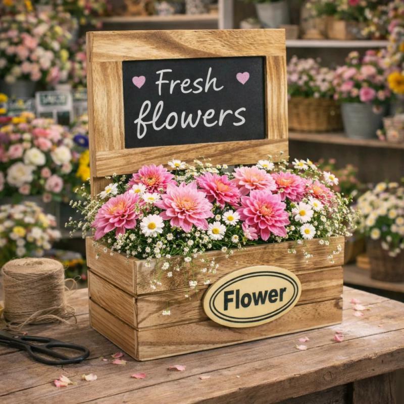 Fali írható táblás virágtartó 30x23x12cm