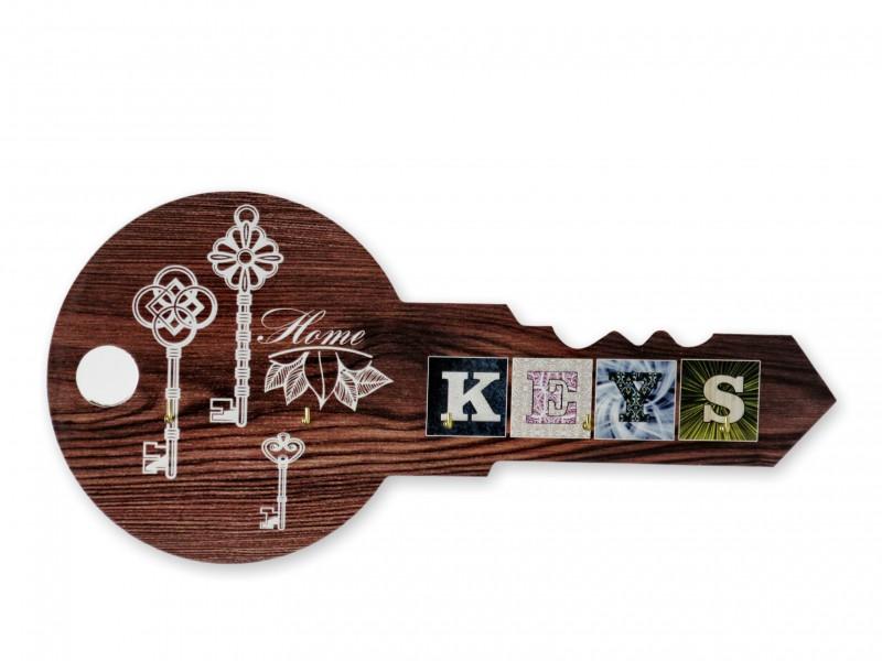 Fali kulcstartó kulcs 5 akasztós 33x15,5cm