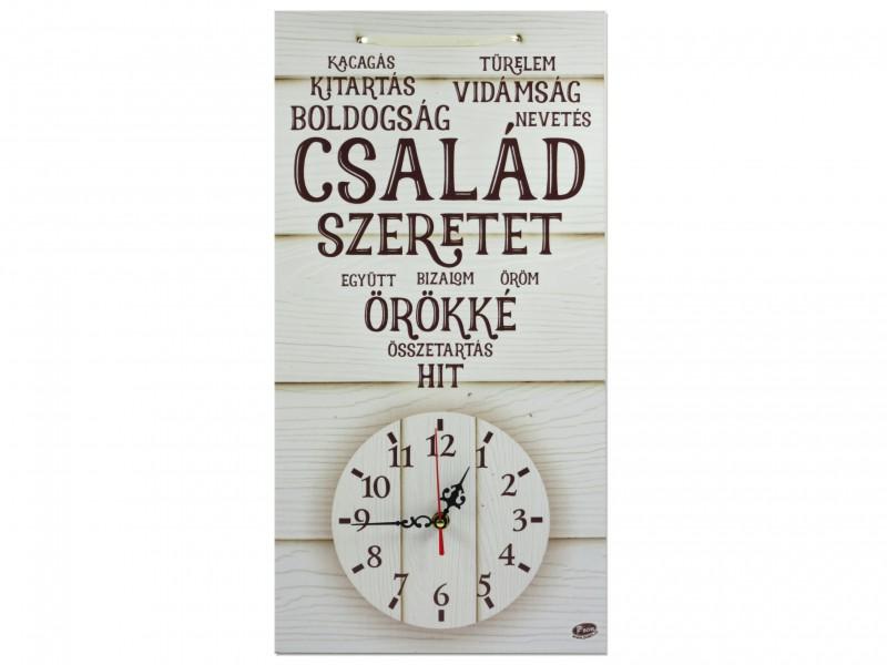 Falióra Család szeretet 26x50cm natúr szöveges szíves