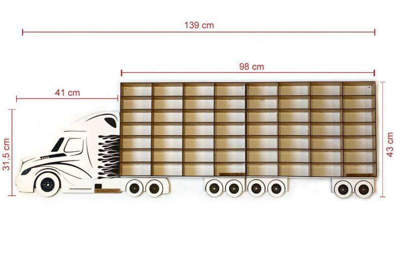 Fehér Kamion 2 pótkocsival - Kisautó Tároló Kamion - Ajándék gyerekeknek
