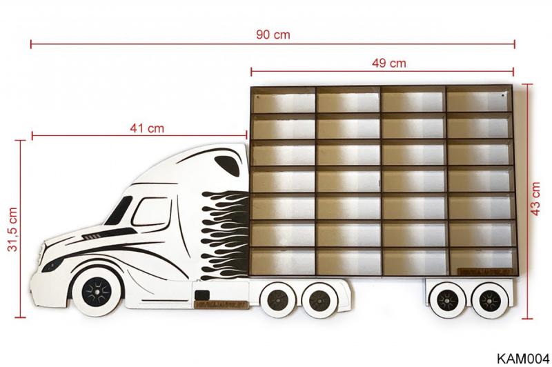 Fehér Kamion egy pótkocsival - Kisautó Tároló Kamion - Ajándék gyerekeknek