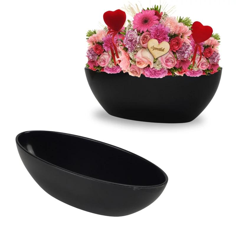 Fekete dekor tál 30x8,5cm műanyag kemény