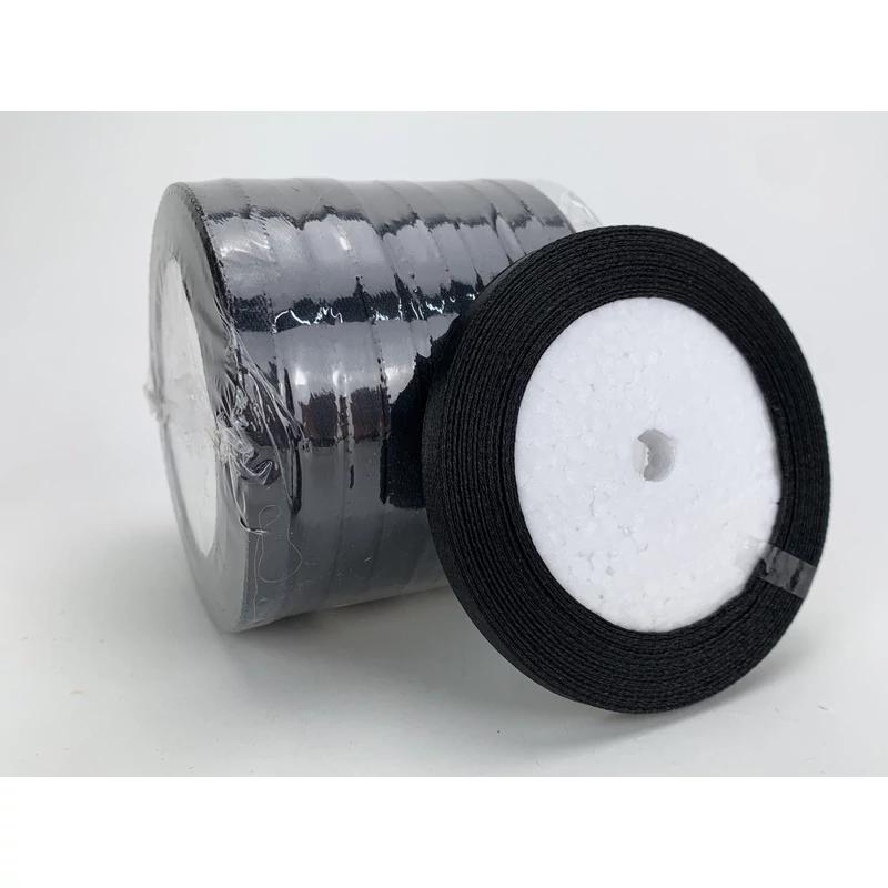 Fekete szatén szalag 6mm 10 tekercs