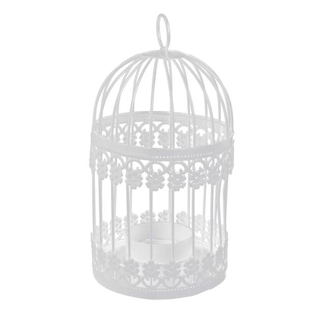Fém mécsestartó kalitka rácsos 10*18 cm fehér
