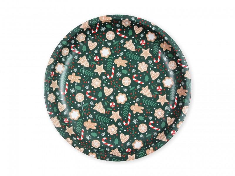 Fémtálca zöld mézeskkalács 26cm