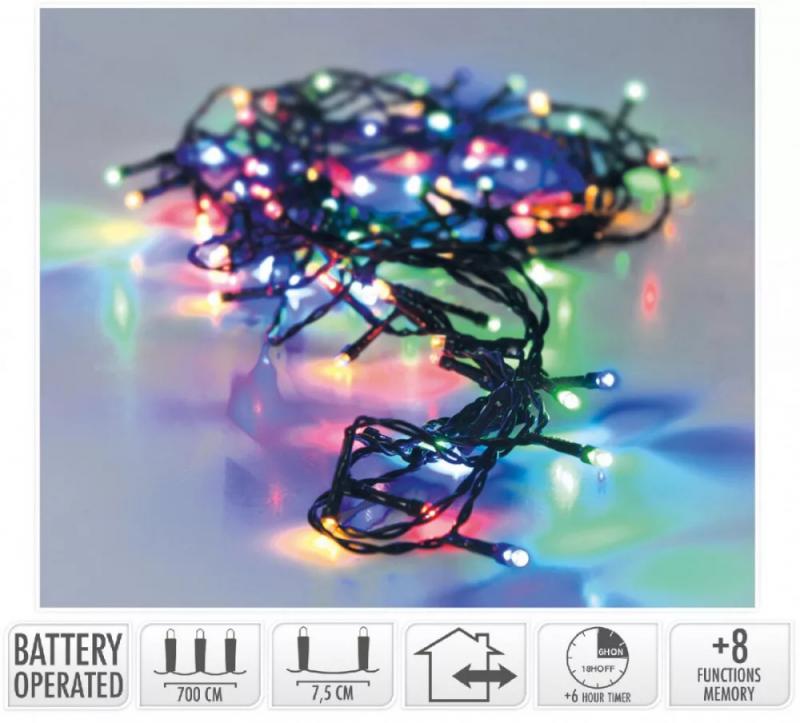 Fényfüzér 96 LED-es programos elemes (elem nélkül) multi color