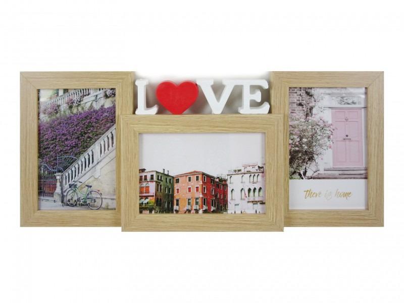 Fényképtartó Love 3db 20x15cm-es képhez fenyő