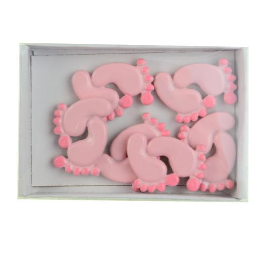 Figura baba lábnyom poly 3,2cm s/6 rózsaszín