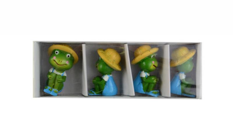 Figura béka poly 4,4cm s/4 kalapos zöld