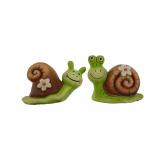 Figura csiga 9,5*4,5*6 cm virágos 2éle zöld/barna