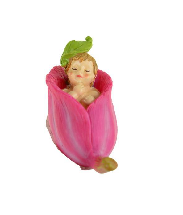 Figura gyerek poly 8*5,5cm virágban pink