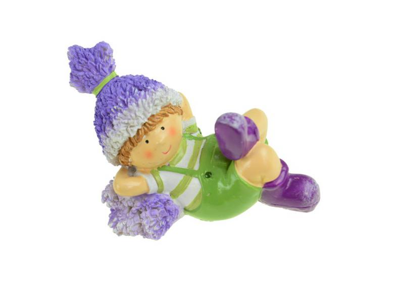 Figura kisfiú poly 10,3*7,1cm fekvő levendulával