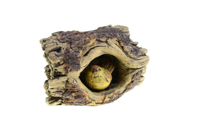 Figura kő fatörzs 15.8*10.8*9.8 cm szolár lámpával barna