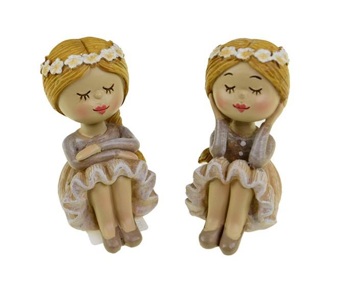 Figura lány poly 3.5*5*7cm ülő 2féle barna