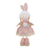 Figura lány textil 22cm rózsaszín nyuszifülekkel