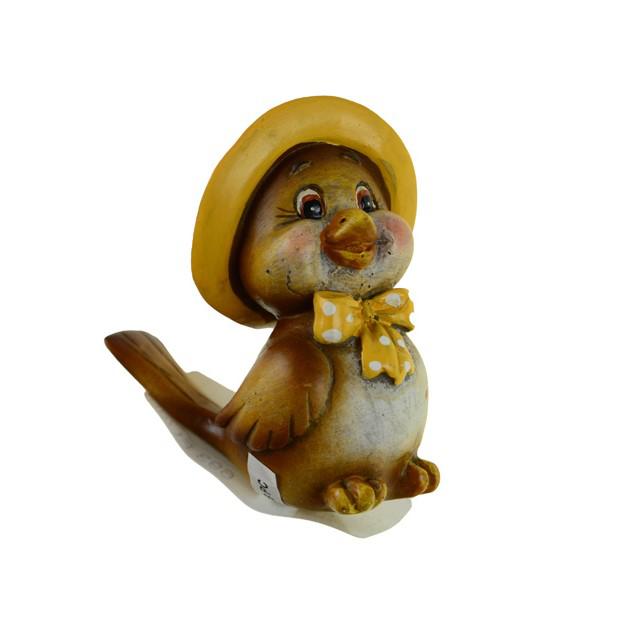 Figura madár poly 5.5*4.5*7.5cm kalapos barna