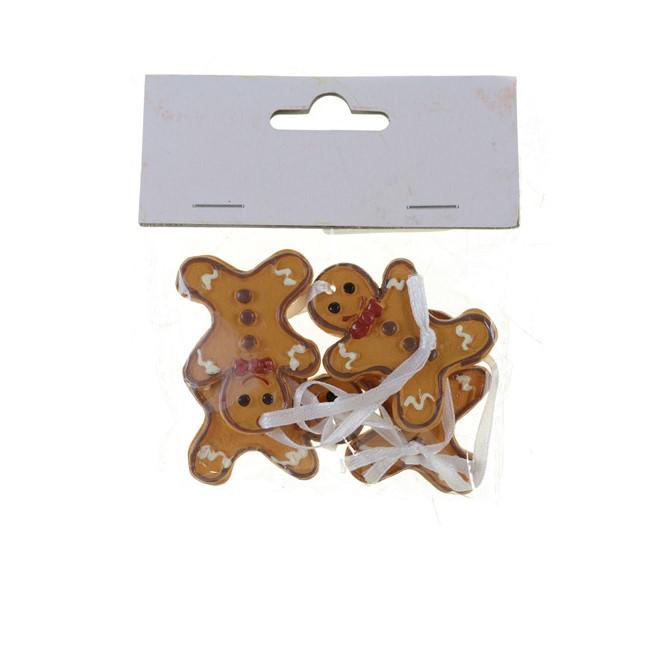Figura mézeskalács poly 4,6x3,5x0,7 cm s/4db akasztós díszes barna