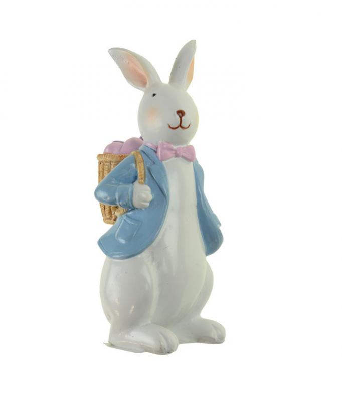 Figura nyuszi poly 14,9cm hátizsákkal fehér