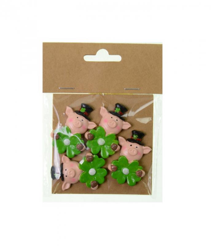 Figura szilveszteri malac poly 4,4cm s/4 lóherével rózsaszín