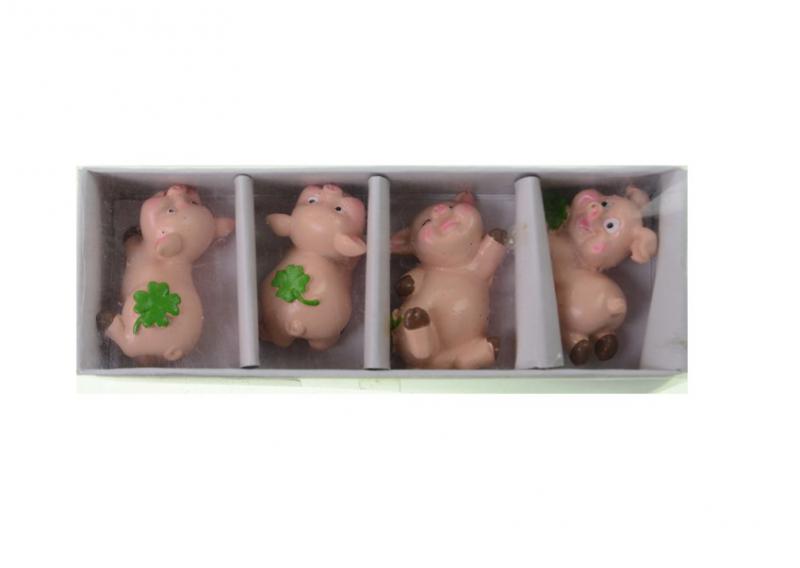 Figura szilveszteri malac poly 4,8cm s/4 rózsaszín