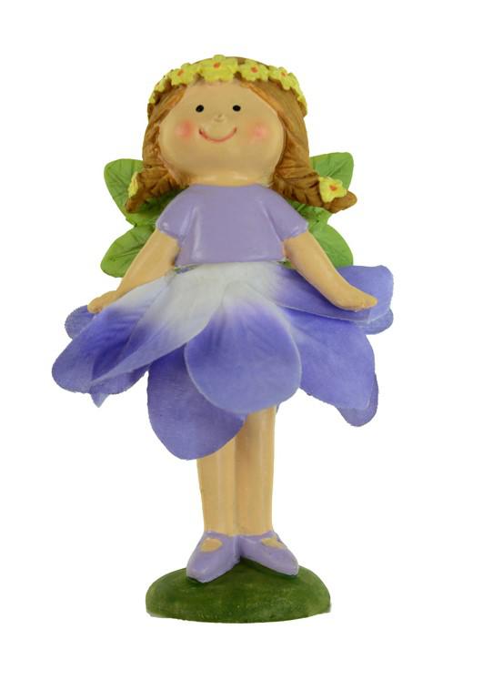 Figura tündér poly 12,1cm virág szoknyás lila