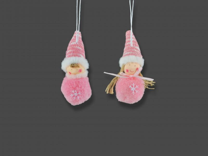 Fiú/lány figura szett rózsaszín akasztós 2db 10cm 630353