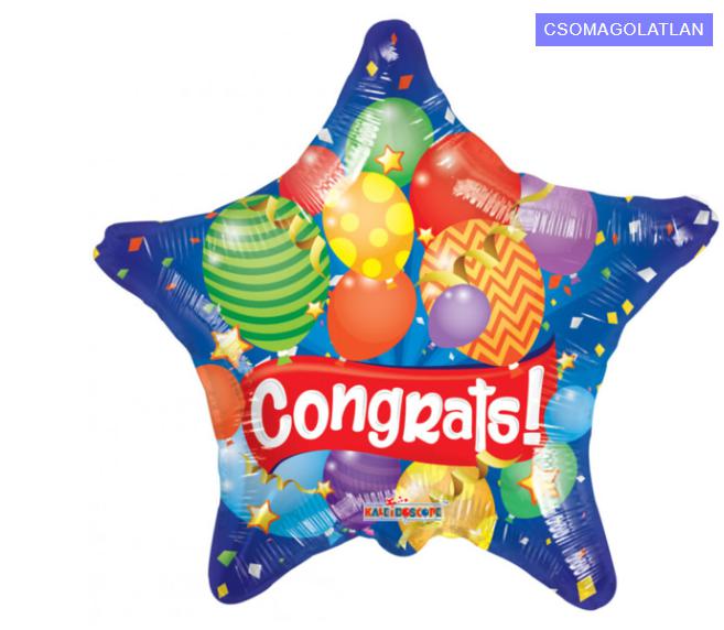 Fólia lufi, mini forma, congrats, csillag