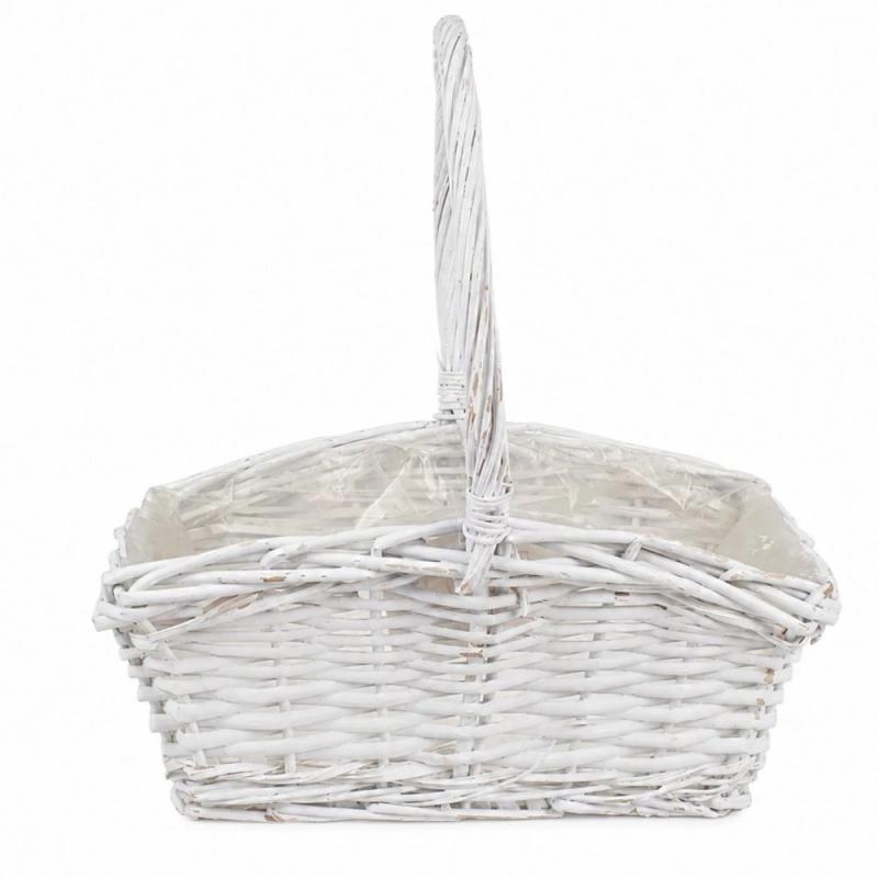 Fonott kosár fehér 35cm - szögletes