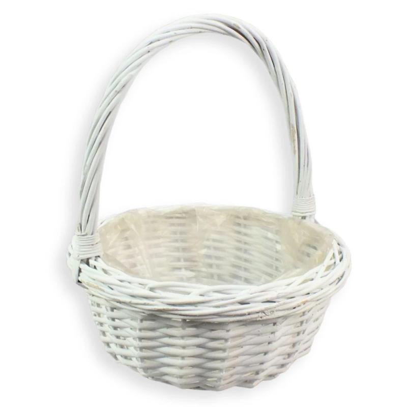 Fonott kosár fehér 38cm - kerek