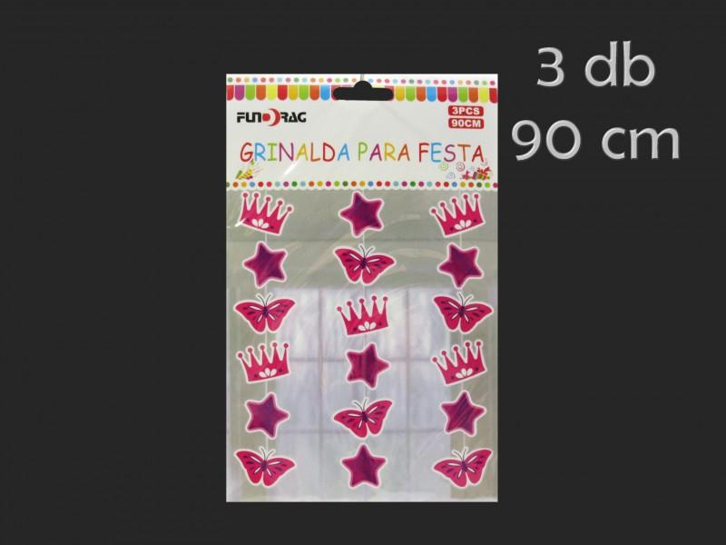 Függő dekoráció koronás 3db 90cm