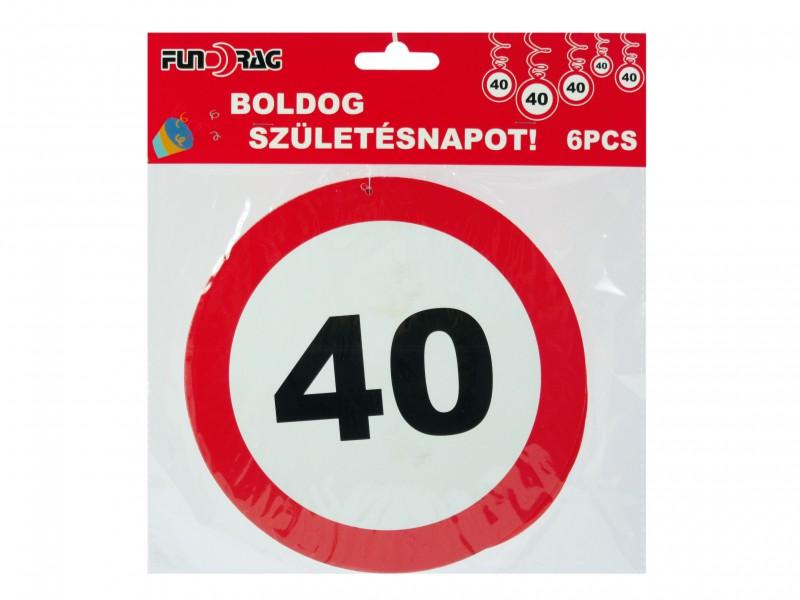 Függő spirál 40 Boldog Születésnapot 6db 18cm